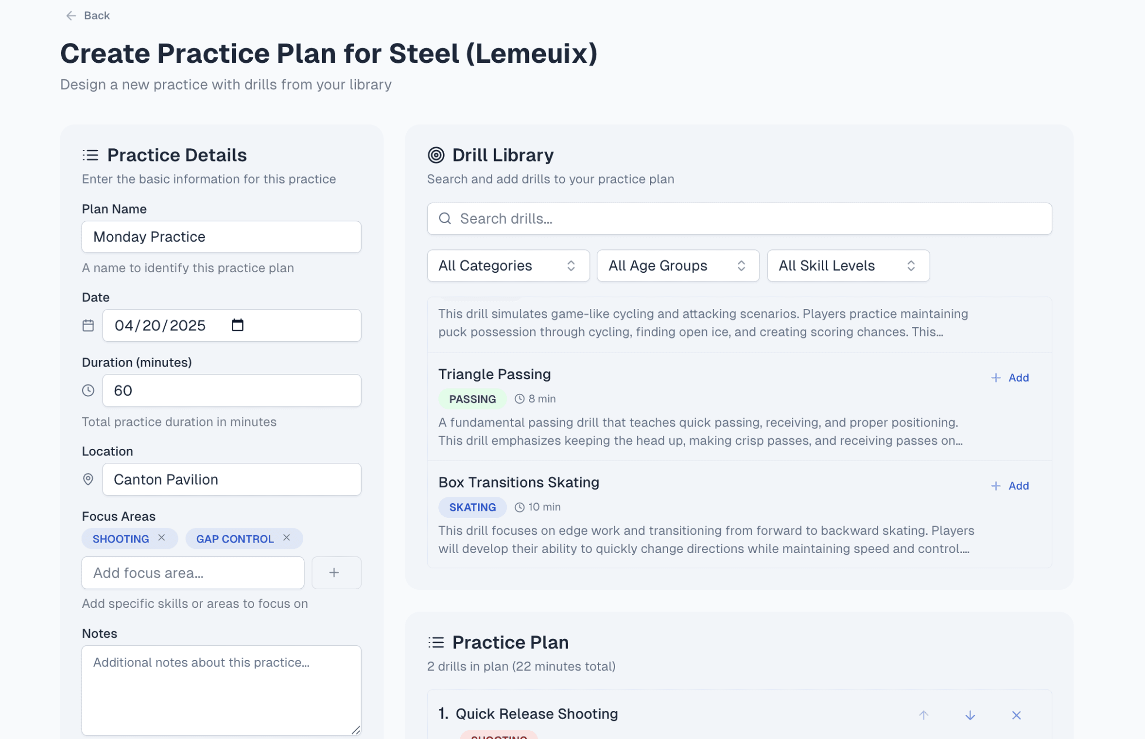 Hockey coach using HockeyPilot app